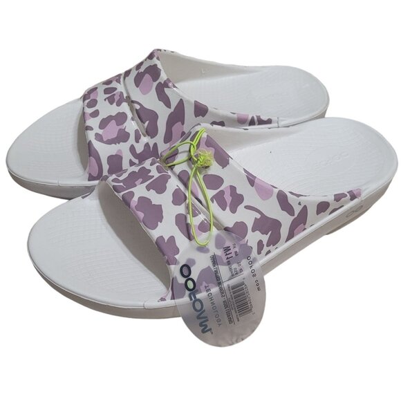 OOFOS Shoes - Womens OOFOS OOFOAM OOAH Limited Rose Leopard Style 1103 Slide Sandals Size 11